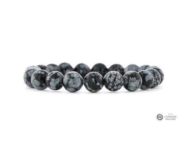 Bracelet Obsidienne Flocon de neige Perle Ma boutique