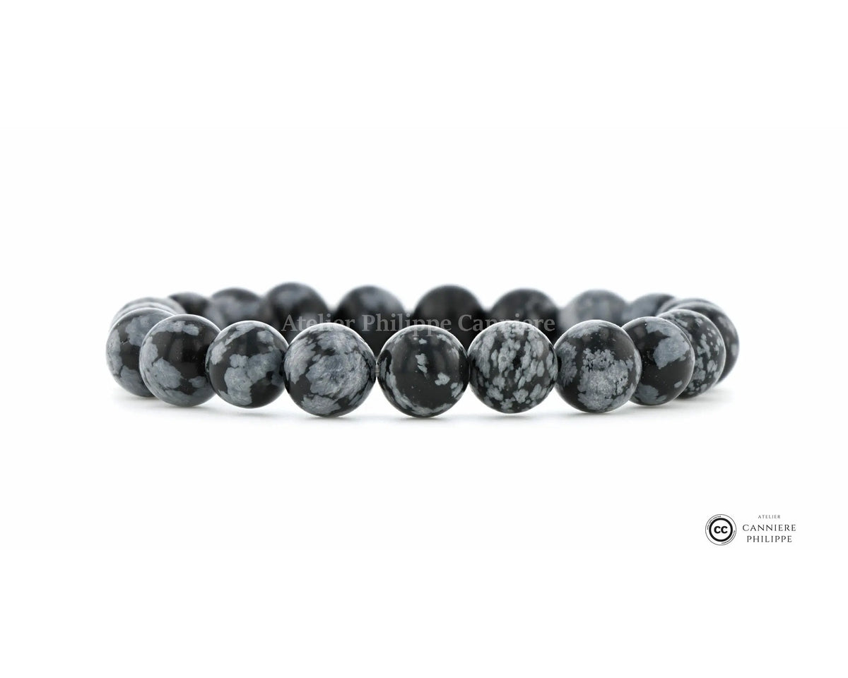 Bracelet Obsidienne Flocon de neige Perle Ma boutique