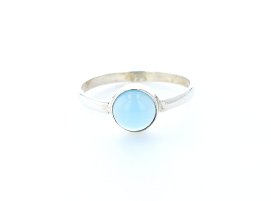 Bague calcédoine bleu naturelle｜Argent 925 Poinçonné