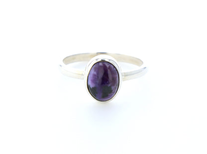 Bague charoïte naturelle｜Argent 925 Poinçonné