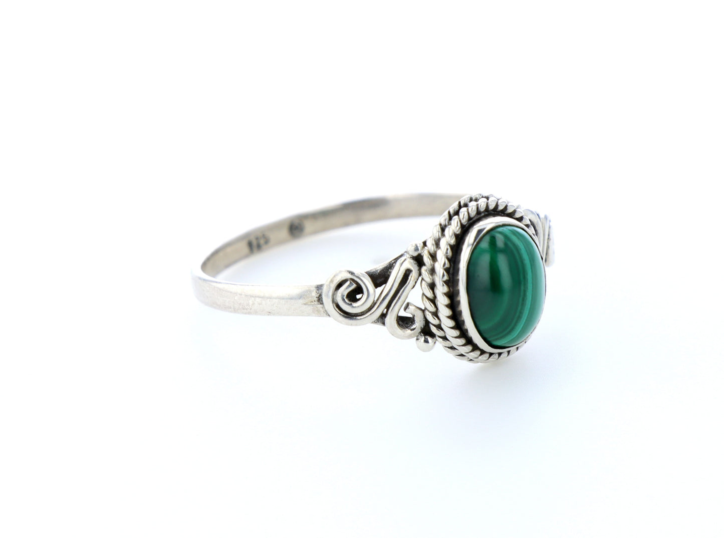 Bague malachite naturelle｜Argent 925