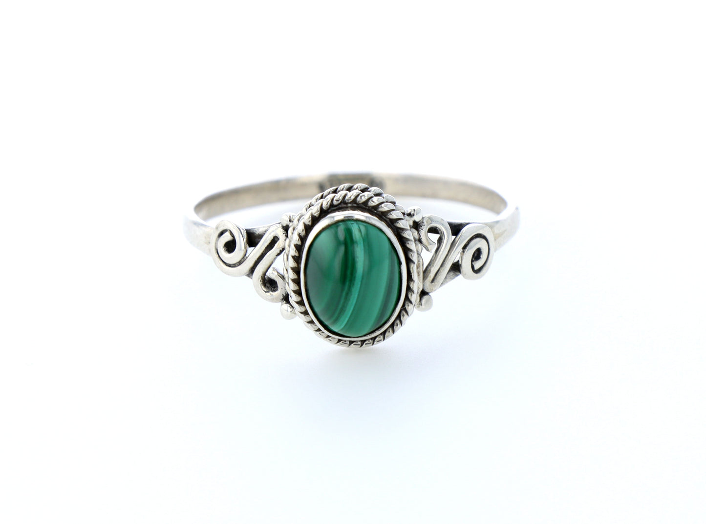 Bague malachite naturelle｜Argent 925