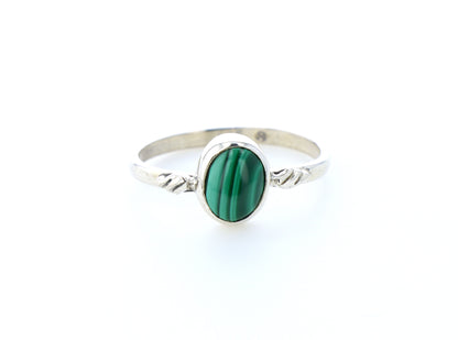 Bague malachite naturelle｜Argent 925