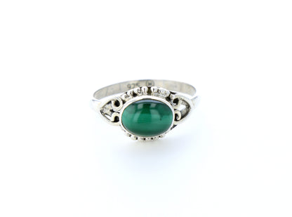 Bague malachite naturelle｜Argent 925