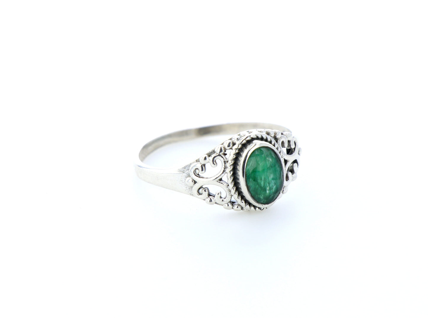 Bague émeraude indienne naturelle｜Argent 925