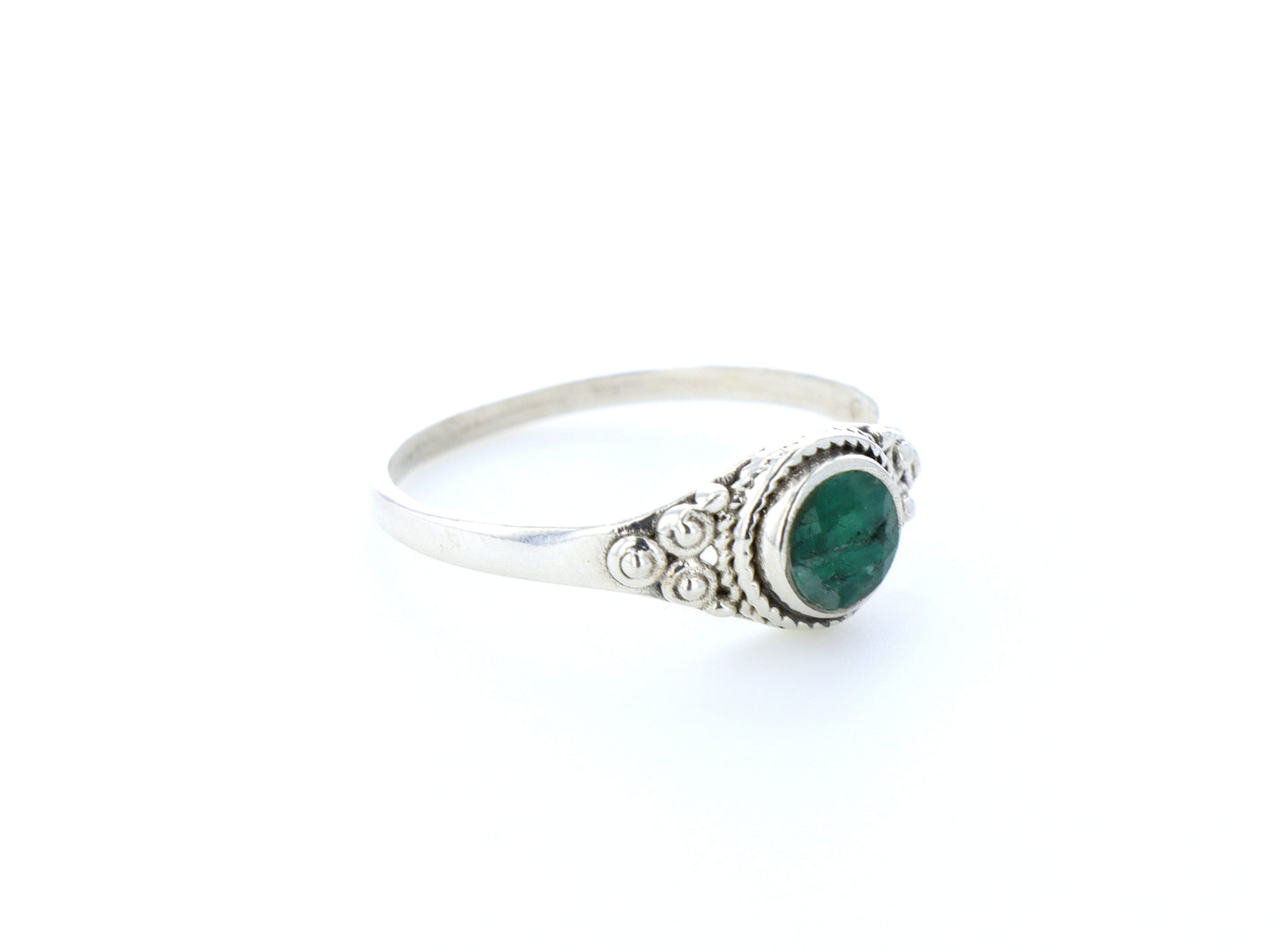 Bague émeraude indienne naturelle｜Argent 925