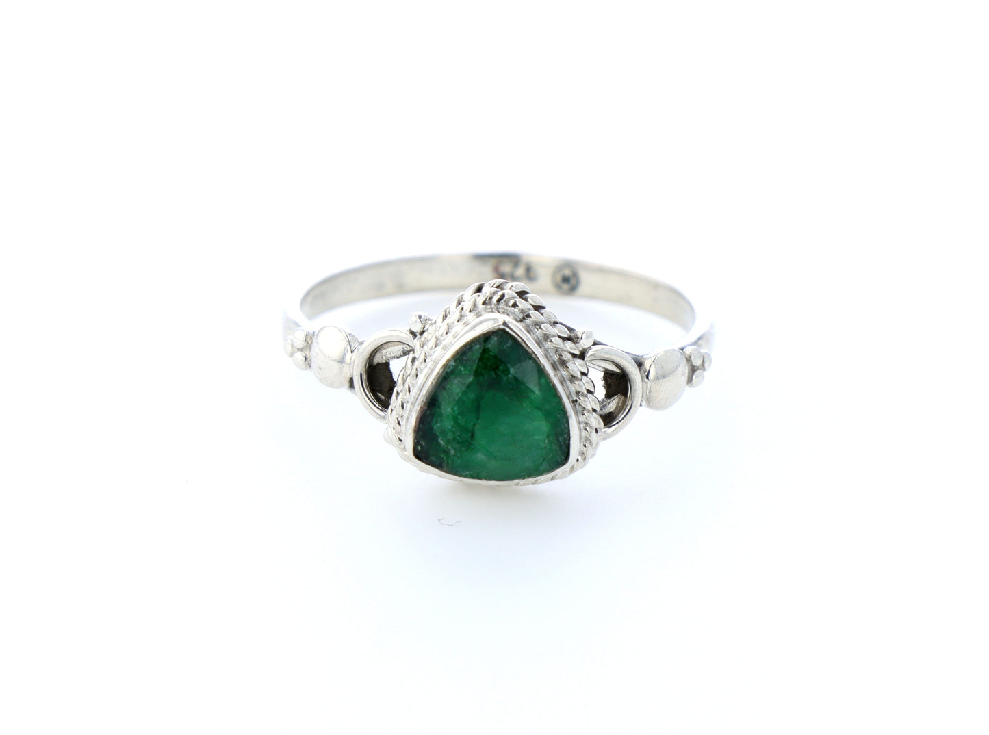 Bague émeraude indienne naturelle｜Argent 925