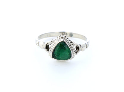 Bague émeraude indienne naturelle｜Argent 925