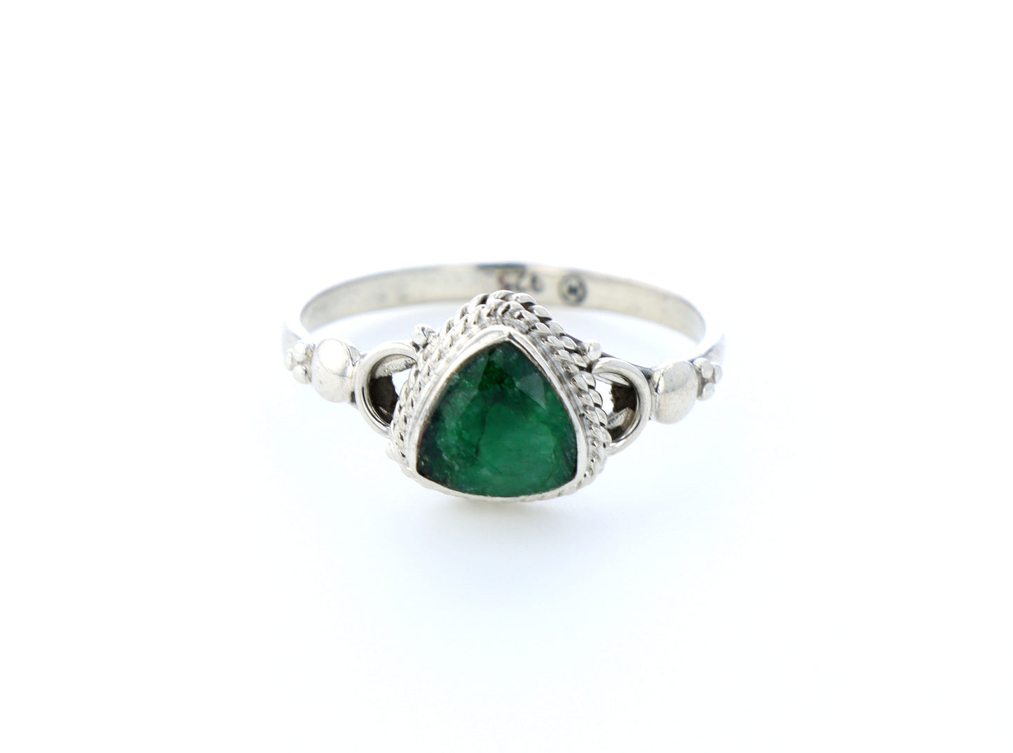 Bague émeraude indienne naturelle｜Argent 925