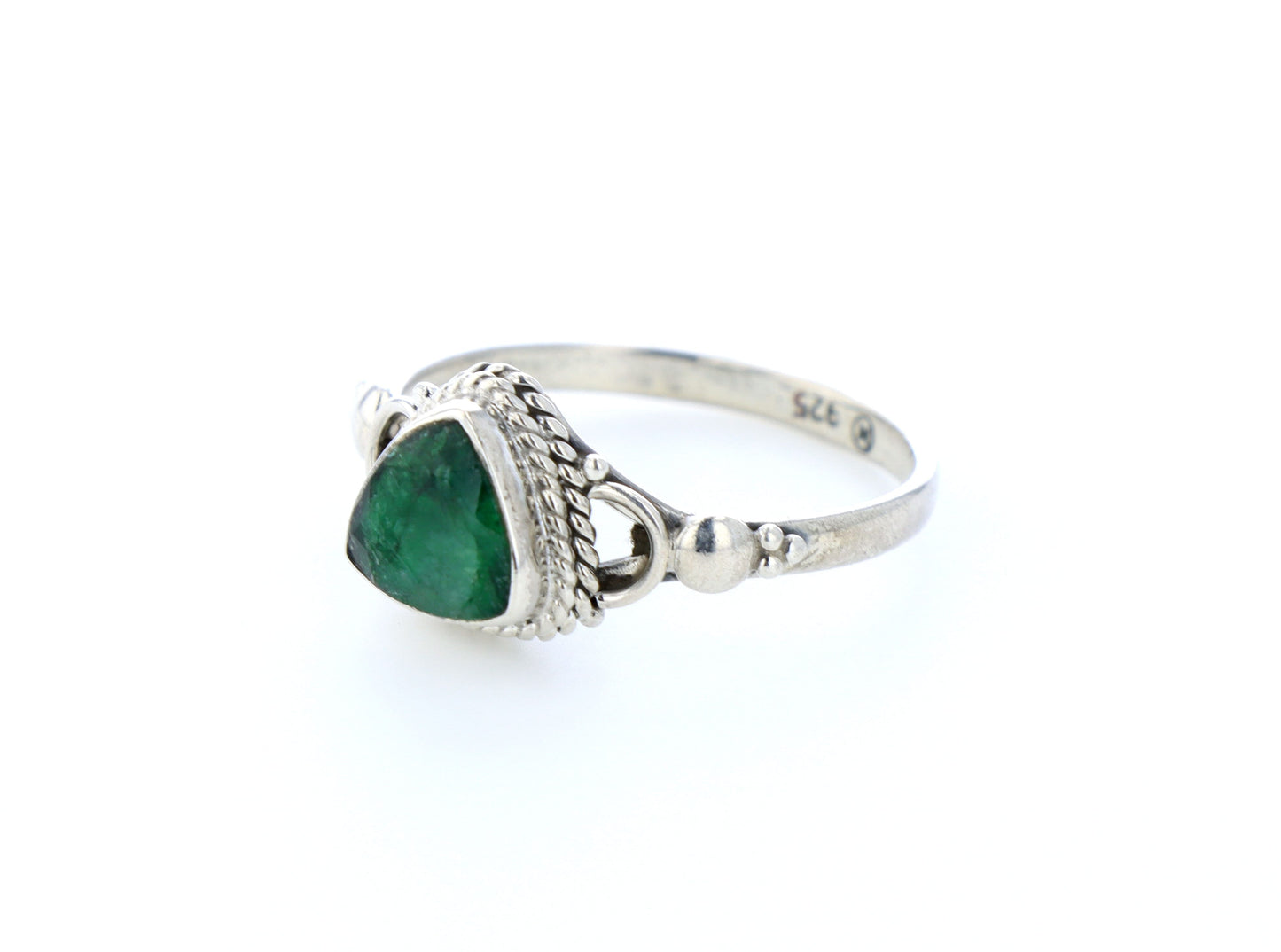 Bague émeraude indienne naturelle｜Argent 925