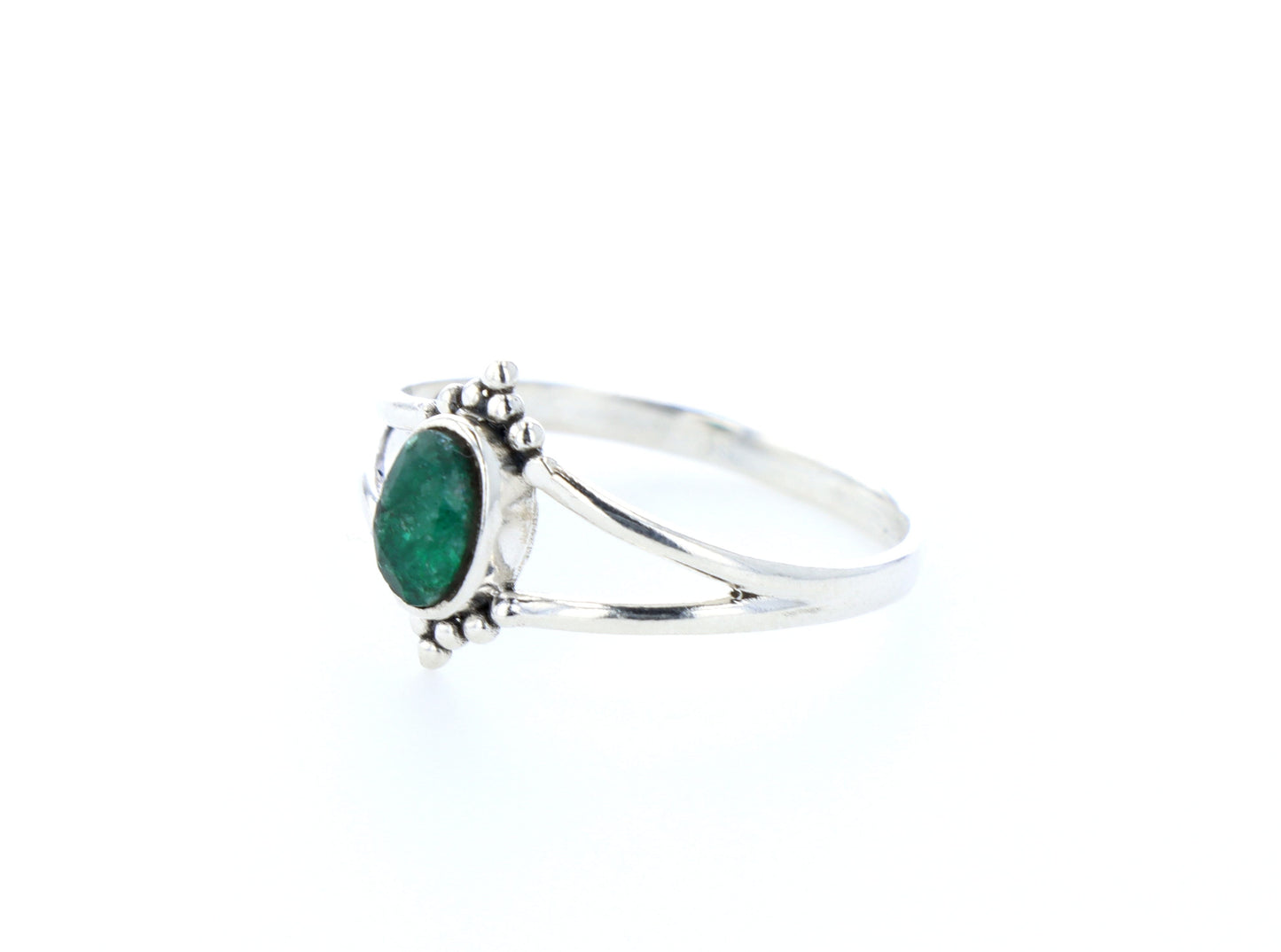 Bague émeraude indienne naturelle｜Argent 925