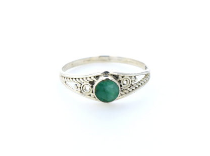 Bague émeraude indienne naturelle｜Argent 925