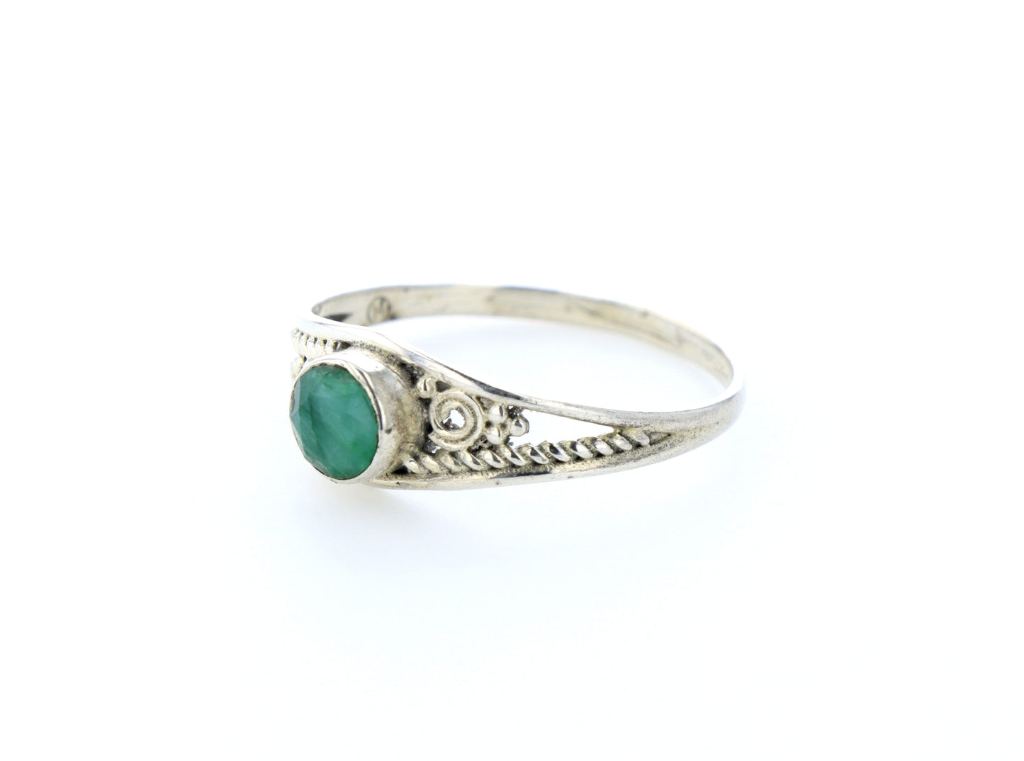 Bague émeraude indienne naturelle｜Argent 925