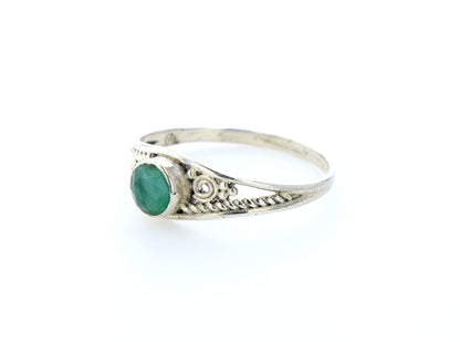 Bague émeraude indienne naturelle｜Argent 925