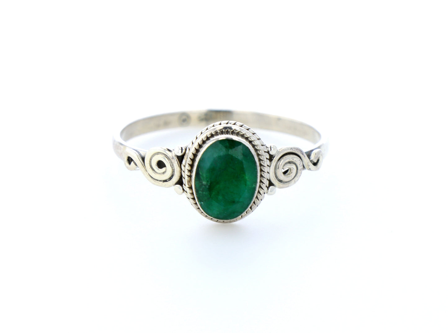 Bague émeraude indienne naturelle｜Argent 925