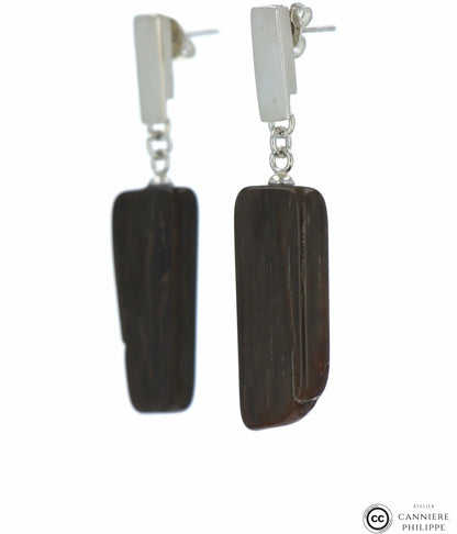 Boucles d'oreilles Bois Fossilisé 2 La Taillerie