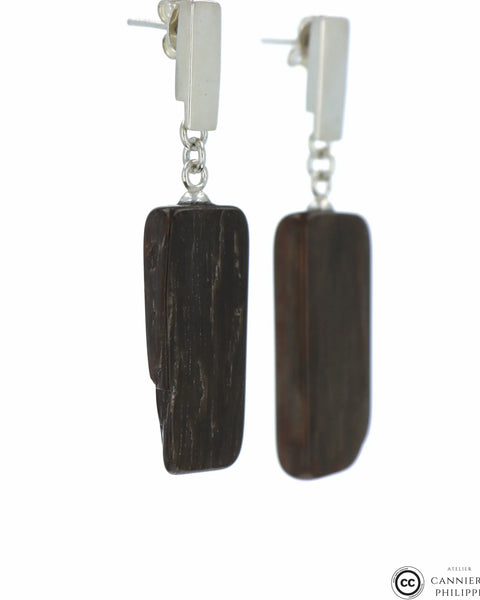 Boucles d'oreilles Bois Fossilisé 2 La Taillerie
