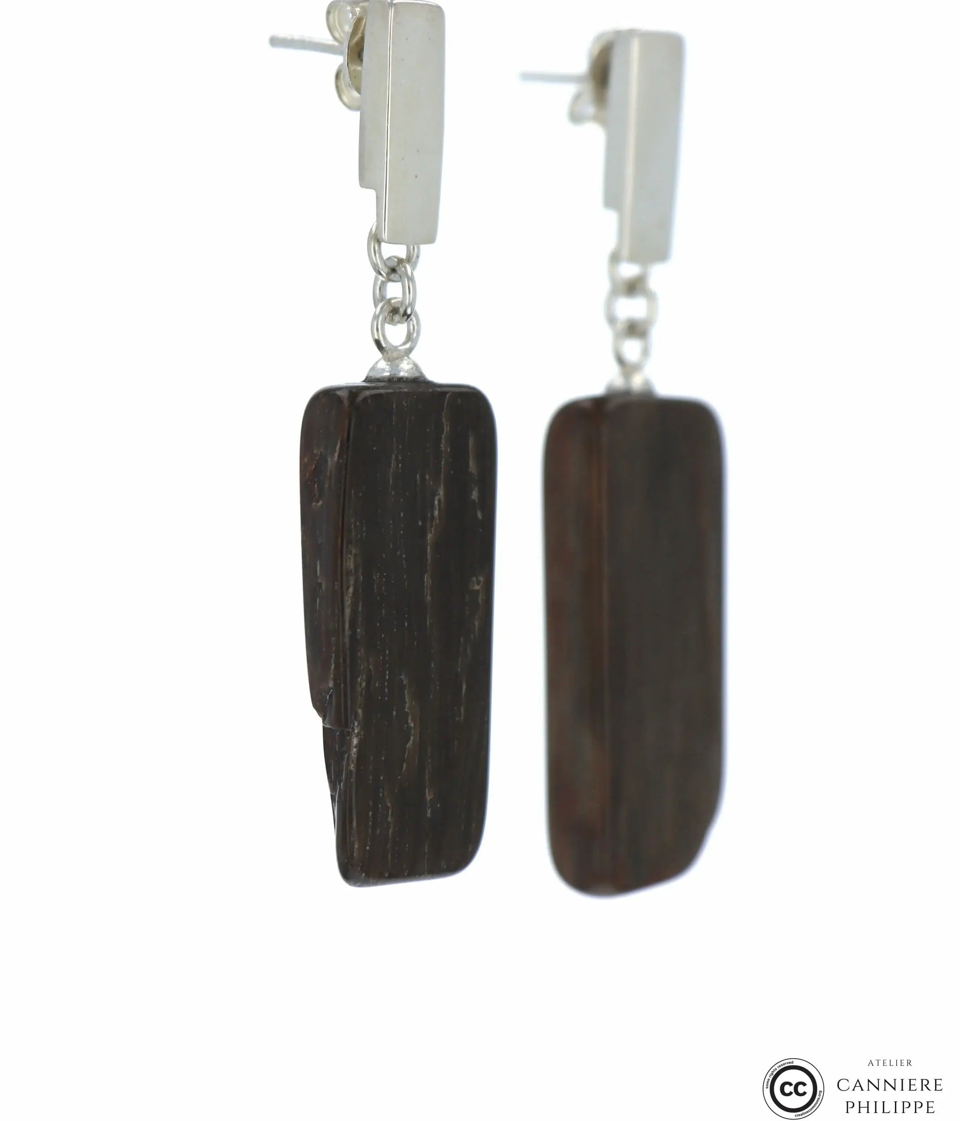 Boucles d'oreilles Bois Fossilisé 2 La Taillerie