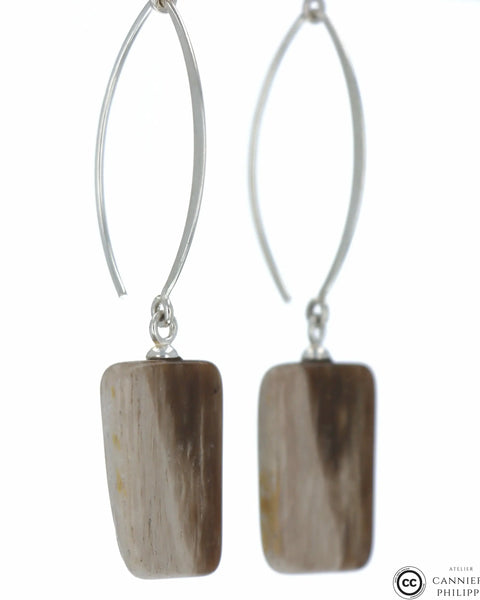 Boucles d'oreilles Bois Fossilisé 1 La Taillerie