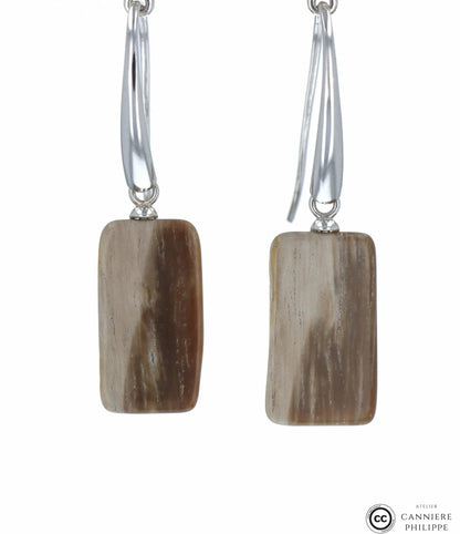 Boucles d'oreilles Bois Fossilisé 3 La Taillerie