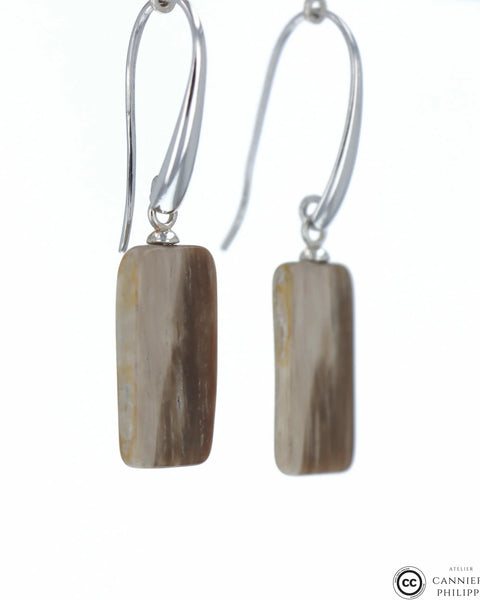Boucles d'oreilles Bois Fossilisé 3 La Taillerie