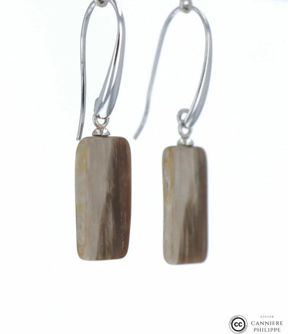 Boucles d'oreilles Bois Fossilisé 3 La Taillerie