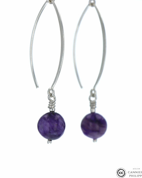 Boucles d'oreilles Charoite 2 La Taillerie