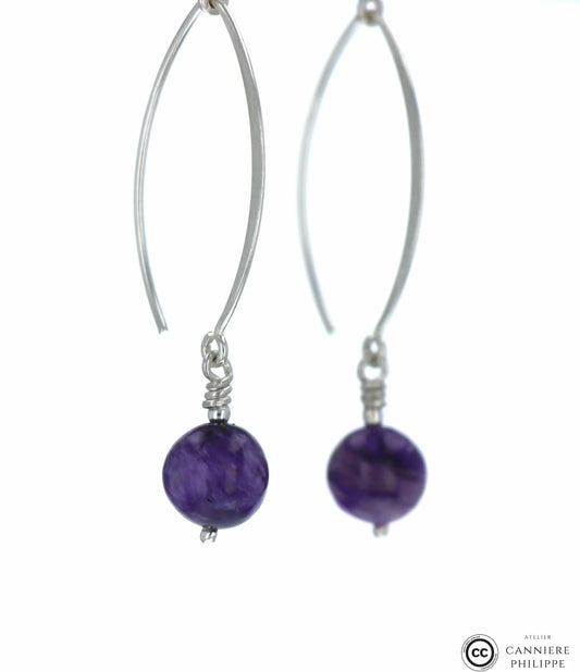 Boucles d'oreilles Charoite 2 La Taillerie