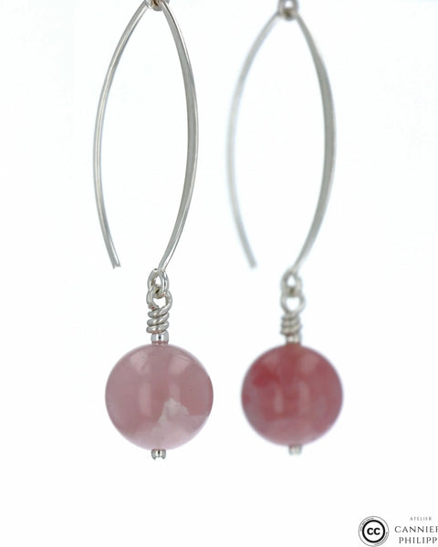 Boucles d'oreilles Quartz Rose 1 La Taillerie