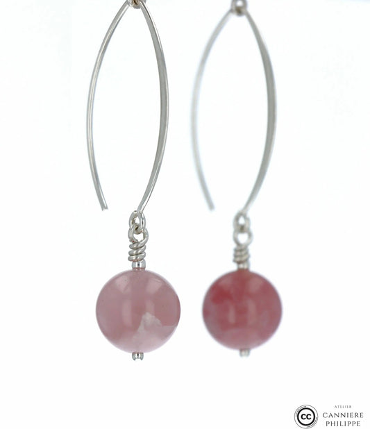 Boucles d'oreilles Quartz Rose 1 La Taillerie
