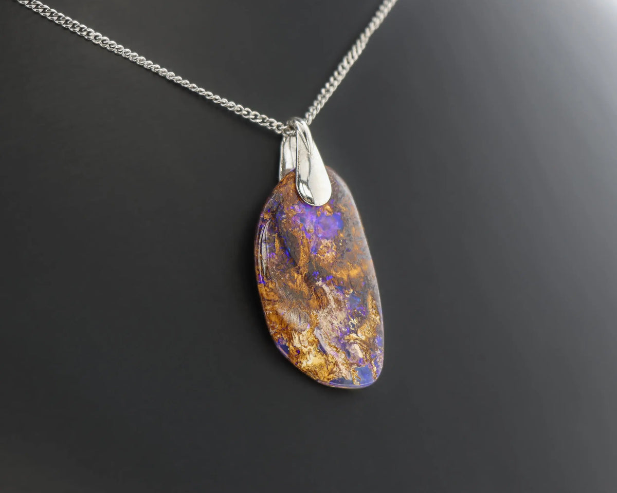 Pendentif Opale Bois Fossile 1 La Taillerie